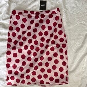 STYLEWE Pink and Red Polka Dot Pencil Skirt